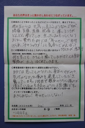 アンケート用紙