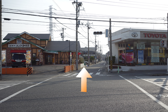 コメダ珈琲店とトヨタの間の道の写真